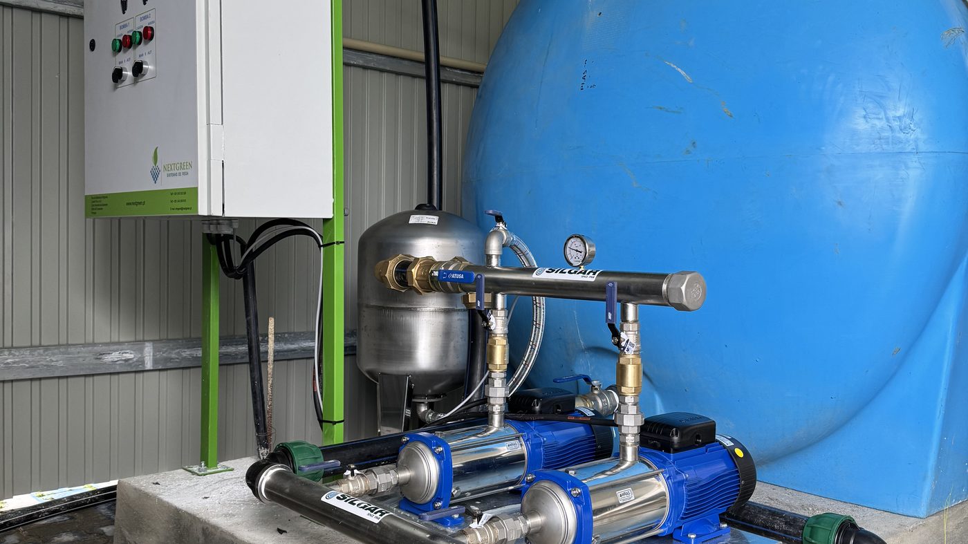 Pressurised pumping station serving a care home